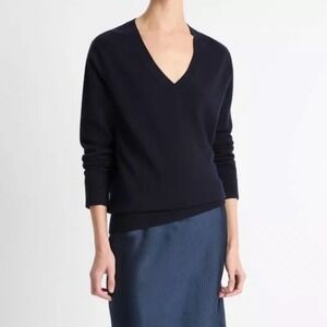 Vince Navy 100% Cashmere V Neck Long Sleeve Sweater Size L
